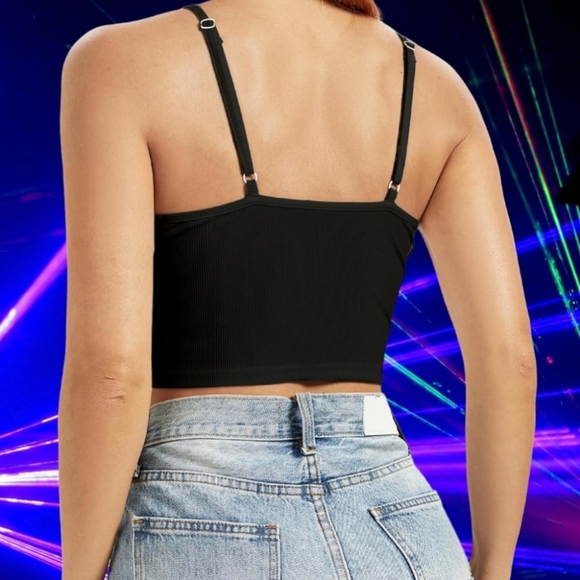 Womens Fringe Western Cowgirl Crop Top. Black with Silver Tassels. Size XS. New. - Picture 5 of 5